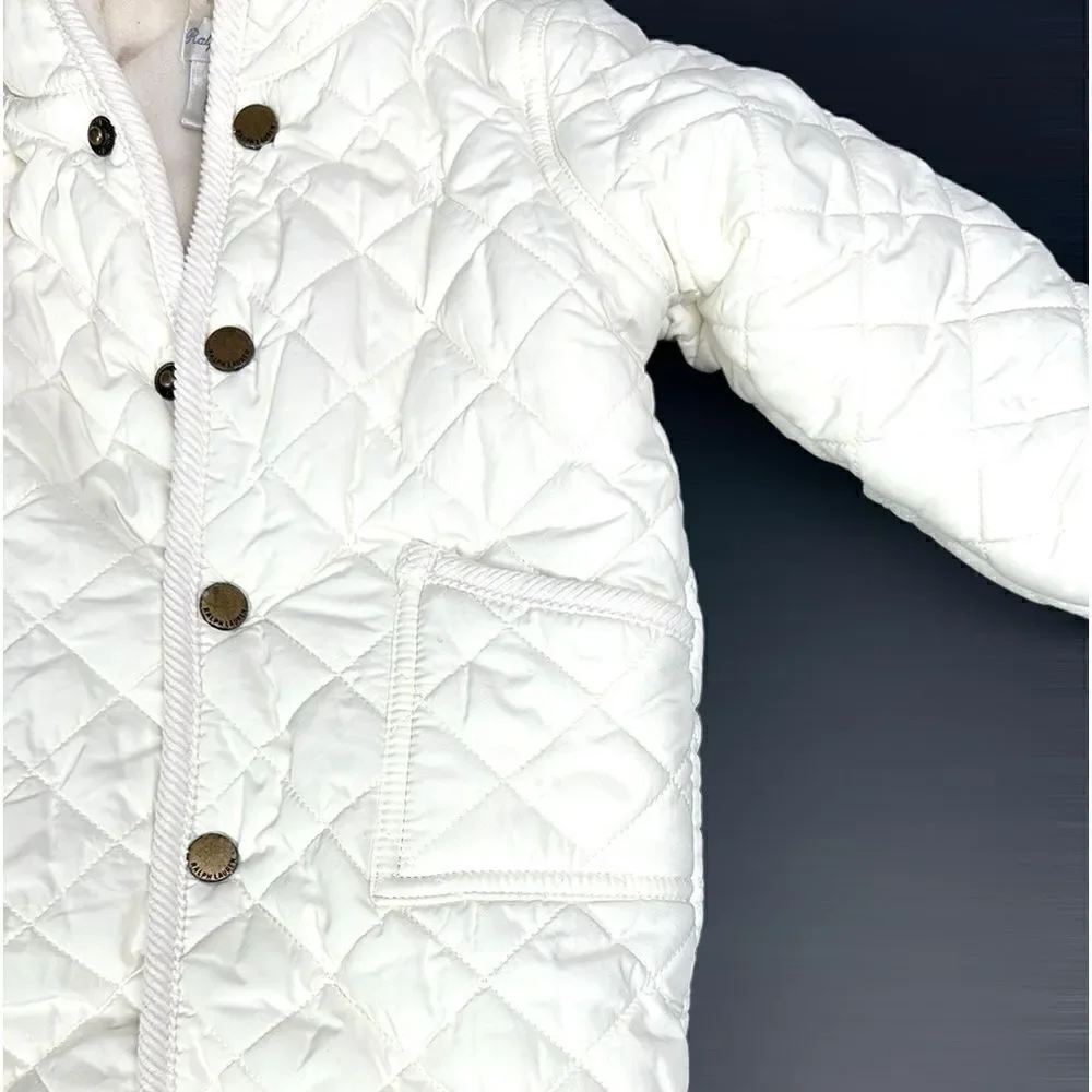 Ralph Lauren Quilted White Baby  Snowsuit Puffer Jumper One-peace Size 6M